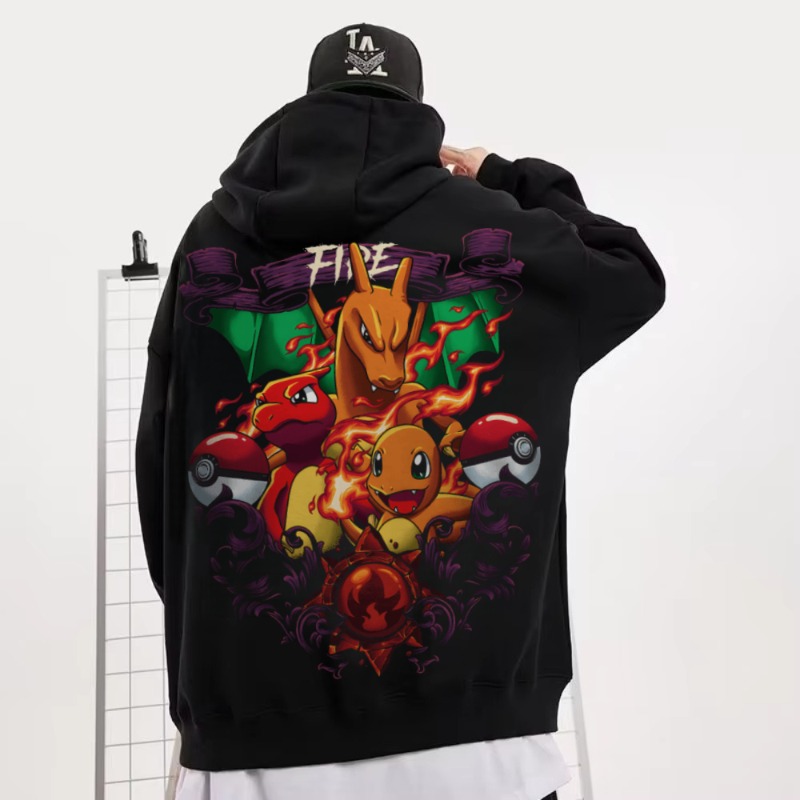 Cosplay Flame Prop - Sweat-shirt à capuche noir surdimensionné 4xl
