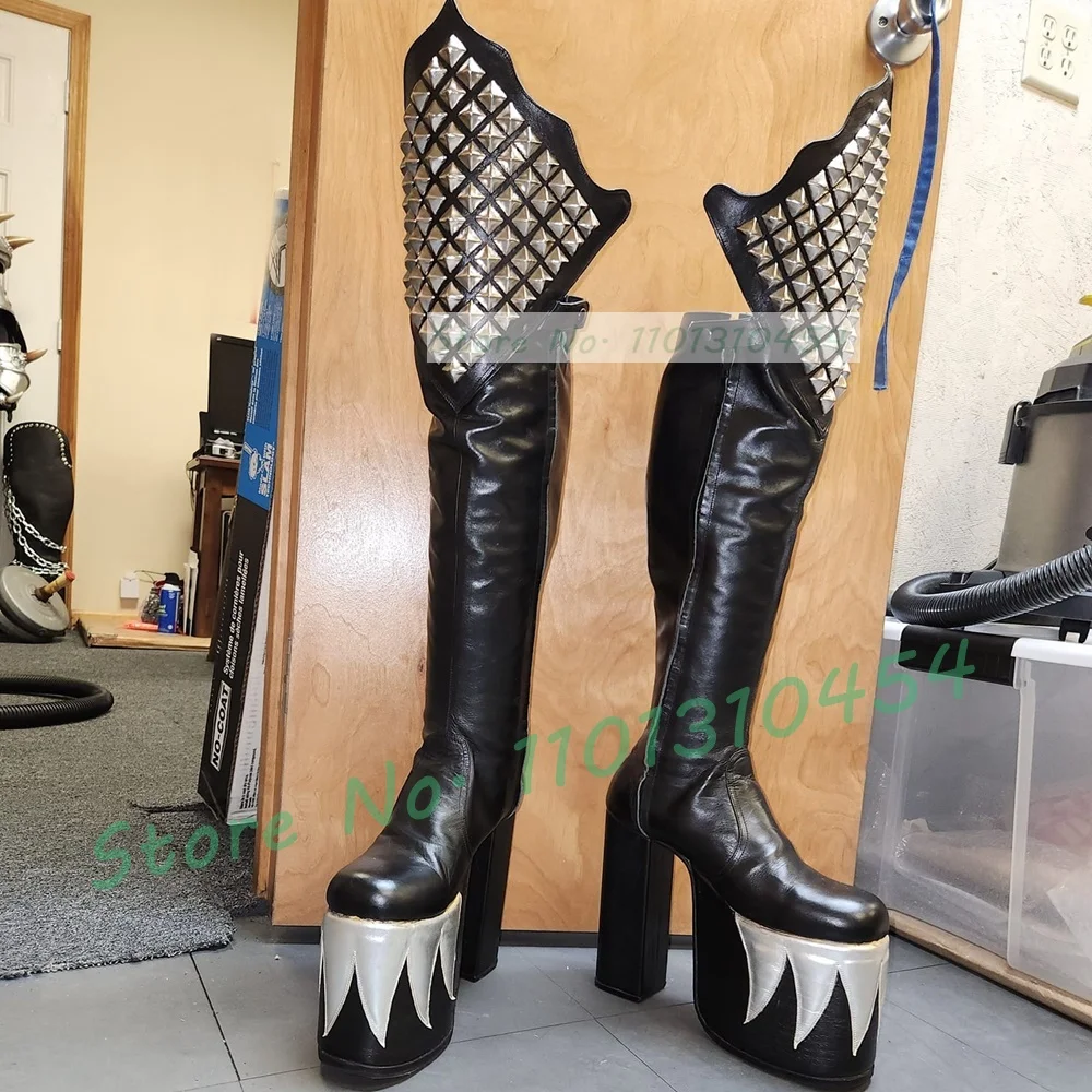 Cosplay Flame Prop - Bottes de démon noires à plateforme